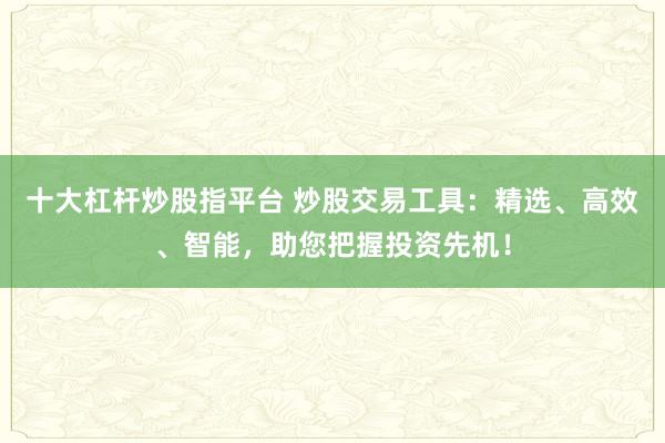 十大杠杆炒股指平台 炒股交易工具：精选、高效、智能，助您把握投资先机！
