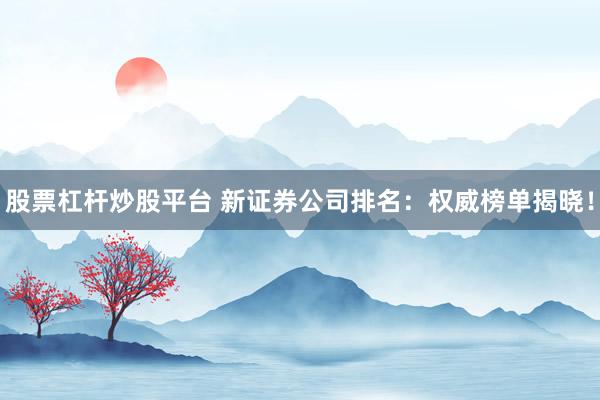 股票杠杆炒股平台 新证券公司排名：权威榜单揭晓！
