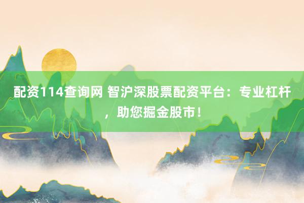 配资114查询网 智沪深股票配资平台：专业杠杆，助您掘金股市！