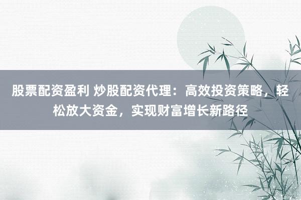 股票配资盈利 炒股配资代理：高效投资策略，轻松放大资金，实现财富增长新路径